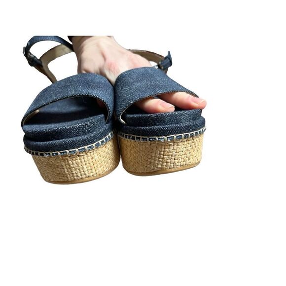 Stuart Weitzman YOURWAY SUEDE ESPADRILLE WEDGE SANDAL IN BLUE size 6 Chunky - Picture 9 of 13